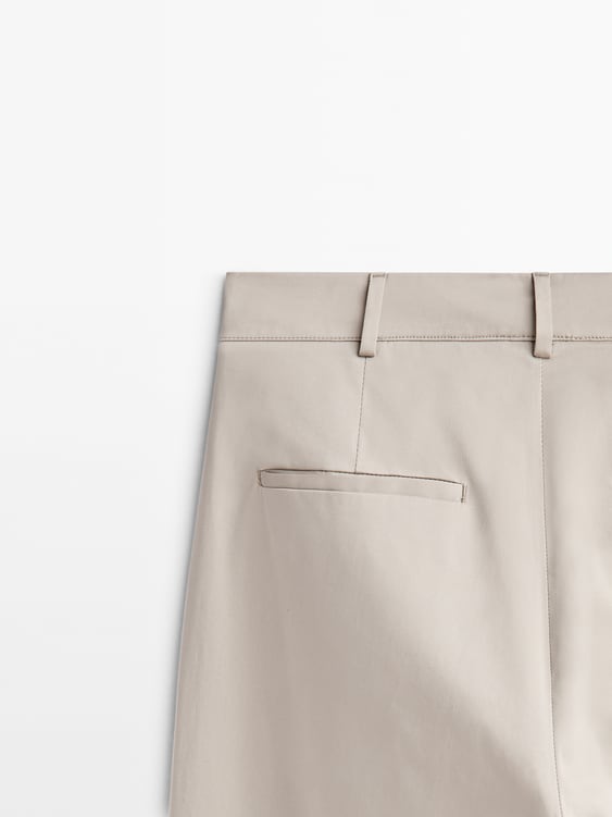 Zara Wide-leg cotton blend satin darted trousers - Beige - Image 8